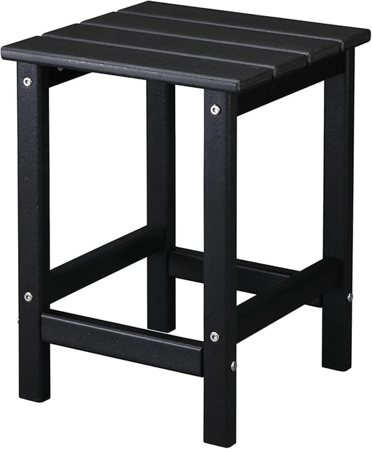 Vasitelan Outdoor Adirondack Square Side Table, Pool Composite Patio Table,HDPE End Tables for Backyard,Pool (Black)