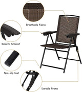 ARLIME Set of 4 Patio Folding Chairs, Height Adjustable Sling Backrest Chairs with Armrest - Photo 6