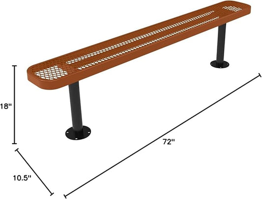 COATEDOUTDOORFURNITURE Heavy-Duty Outdoor Bench Thermoplastic Coated, Expanded Metal, Commercial-Grade Seating, Made in America (Surface Without Back, 6 Ft, Textured Copper)