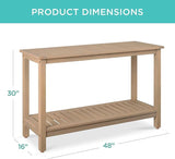Best Choice Products 48in 2-Shelf Eucalyptus Wooden Console Table Indoor Outdoor Multifunctional Buffet Bar Storage - Photo 2