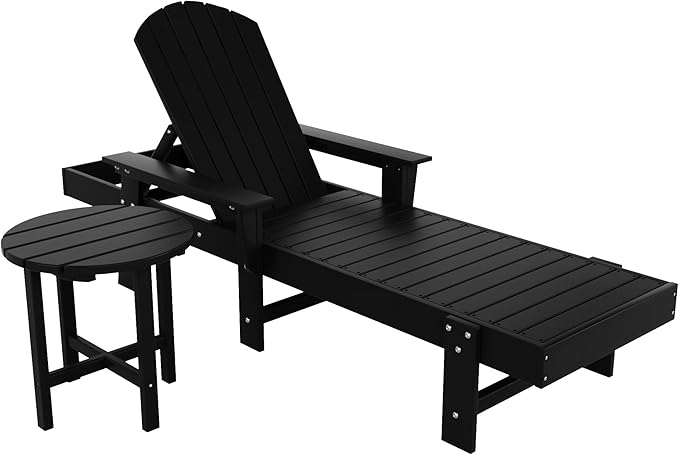 WestinTrends Dylan 2 Piece Adirondack Reclining Chaise Lounge with Arms Black