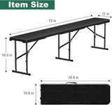 6ft Folding Bench 2 Pack, Plastic Folding Bench for Picnic Camping Dining Party Garden - Photo 3