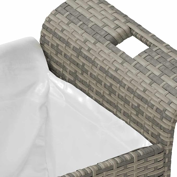 Garden Bench Grey Polyethylene Rattan Medium Garden Bench Yard Patio for Courtyard