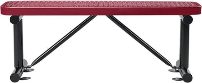 Global Industrial 4'L Heavy Duty Expanded Metal Mesh Flat Bench with Steel Frame, Portable Outdoor Bench, 1000 lbs Capacity, Red, 48" L x 14-1/2"W x 18" H