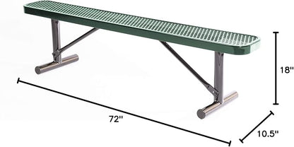 COATEDOUTDOORFURNITURE Coated Outdoor Furniture Heavy-Duty Portable Outdoor Bench Thermoplastic Coated, Expanded Metal, Commercial-Grade Seating, Made in America (Portable Without Back, 6 Ft, Green)