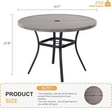 VICLLAX Round Patio Table with Adjustable Umbrella Hole, All Weather Outdoor Round Dining Table for Lawn Garden - Photo 3