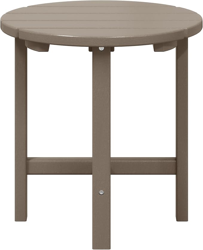 WestinTrends Dylan Adirondack Round Outdoor Side Table, Weathered Wood