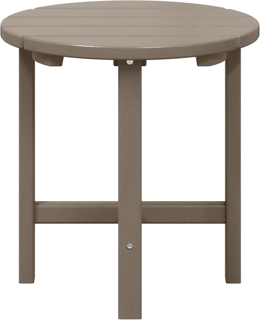 WestinTrends Dylan Adirondack Round Outdoor Side Table, Weathered Wood
