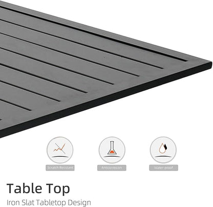 63" x 38" Patio Dining Rectangle Table with Adjustable Umbrella Hole and x 29" Height Suit for Most Chairs