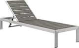 Modway Shore Aluminum Outdoor Patio Poolside Four Chaise Lounge Chairs in Silver Gray - Photo 4
