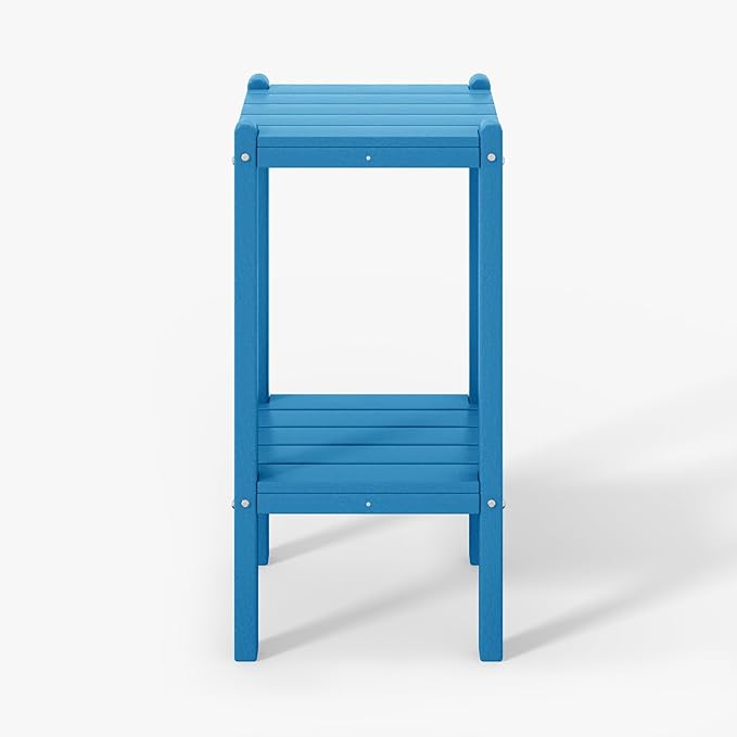 WestinTrends Malibu 36" Outdoor Adirondack HDPE 2-Tier Patio Side Table, Pacific Blue - Photo 1