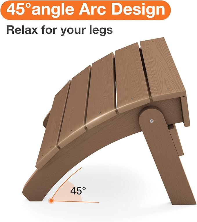 YEFU Adirondack Ottoman, Patio Foot Rest, Adirondack Foot Rest (4-Piece Folding Adirondack Ottoman, Teak)