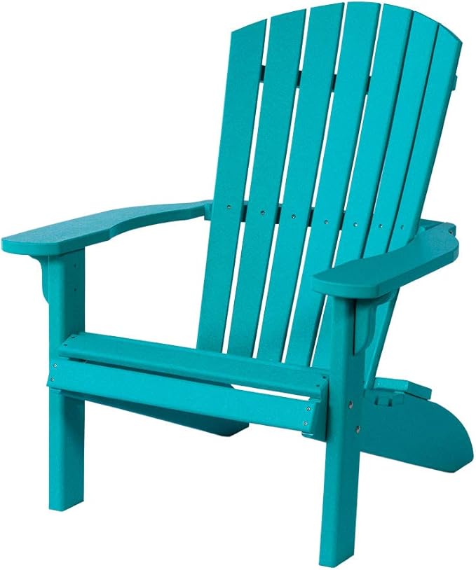 Leisure Lawns Poly Plastic Fanback Adirondack Chair, Outdoor Patio Chair - Amish Made in USA (Turquoise)