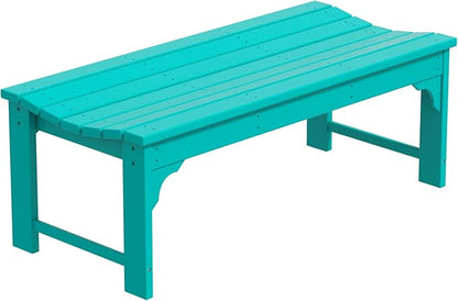 WO Home Furniture 48" Modern Backless Bench, HDPE Plastic, Turquoise