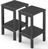 GREENVINES Tall-Outdoor-Side-Table Set of 2 | 23.5" | HDPE Plastic | Patio Adirondack End Tables | All Weather | 2-Tier - Photo 1