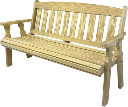 Amish Casual Outdoor Heavy Duty 800 LB Mission Pressure Treated Garden Bench(5 Foot, Unfinished)