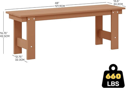 Costaelm Garden Bench, Front Porch Bench Entryway Park Bench, Patio Backless Garden Seat for Outdoors/Indoor, Low Farmhouse Bench, Teak