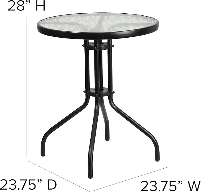 Flash Furniture Bellamy 23.75" Round Indoor/Outdoor Tempered Glass Metal Frame Side Table - Photo 3