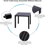 PHI VILLA Outdoor Patio Side Table Set of 2, 19" Small Black Metal Square End Table - Photo 4