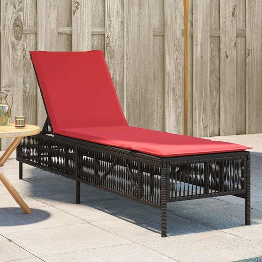 Outdoor Chaise Lounge Brown 78 x 21.7 in PE Rattan Sunlounger with 5-Position Reclining Backrest for Poolside Patio Garden Balcony Compact & Weather-Tough