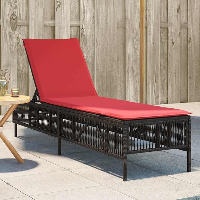 Patio Sun Lounger with Cushion, Adjustable Outdoor Chaise Lounge - Photo 1
