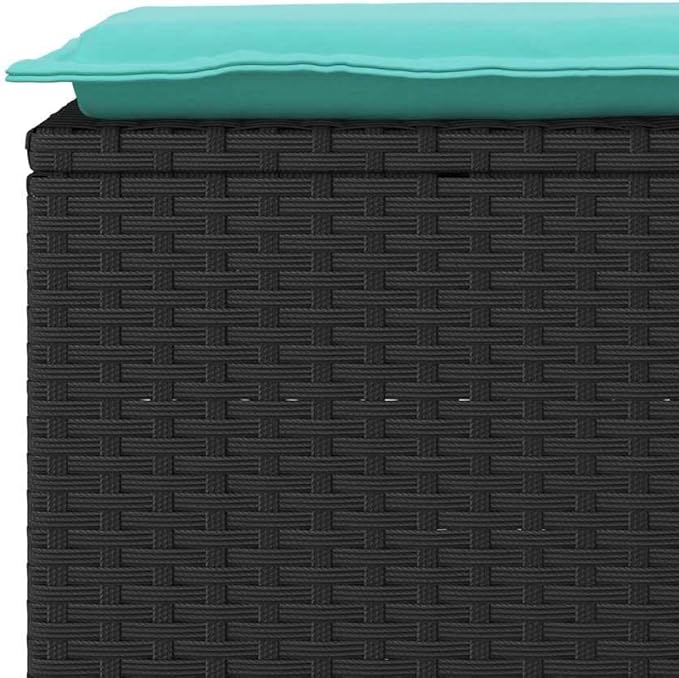 Garden Bench Deck Bench Patio Bench with Cushion Black 43.3"x15.7"x17.3" Poly Rattan