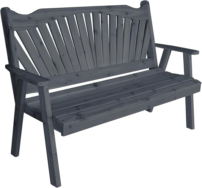 Furniture Barn USA Pine 6' Fanback Garden Bench, Charcoal Stain