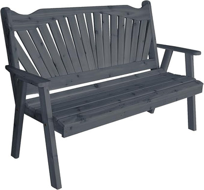 Furniture Barn USA Pine 6' Fanback Garden Bench, Charcoal Stain