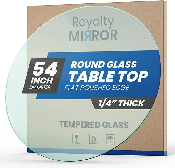 Royalty 54" Inch Round Tempered Glass Table Top – Clear Table Top Glass – Useful for Replacement, Tabletop Protector - Photo 1