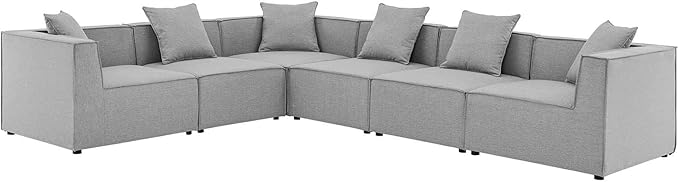 Modway EEI-4385-GRY Saybrook Patio Upholstered 6-Piece Sectional Sofa in Gray - Photo 2