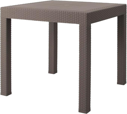 DIMAR GARDEN Patio Dinning Table, Outdoor Resin 31.5" Square Table with Umbrella Hole, Flax Gray