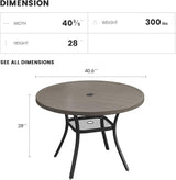 Patio Dining Table for 4, Round Metal Outdoor Table with Storage Shelf, 1.57" Umbrella Hole - Photo 3