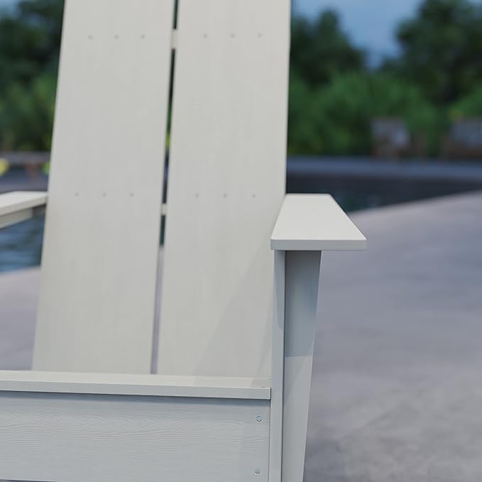 Merrick Lane Piedmont 2 Slat Poly Resin Adirondack Chair - Gray - Modern Design - Indoor/Outdoor