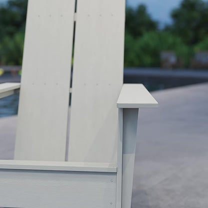 Merrick Lane Piedmont 2 Slat Poly Resin Adirondack Chair - Gray - Modern Design - Indoor/Outdoor