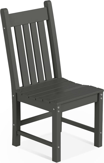 Costaelm Armless Outdoor Chair, Patio Adirondack Chair, HDPE Poly Lumber Waterproof Restaurant Bistro Kitchen Dining Chair for Outside Porch Backyard Garden, Gray