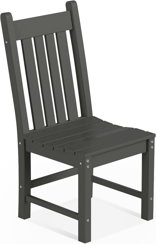 Costaelm Armless Outdoor Chair, Patio Adirondack Chair, HDPE Poly Lumber Waterproof Restaurant Bistro Kitchen Dining Chair for Outside Porch Backyard Garden, Gray