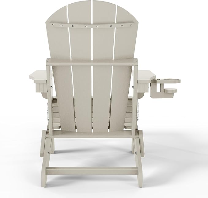WestinTrends Malibu Folding Adjustable Adirondack Chair with Retractable Ottoman and Cup Holder, Sand