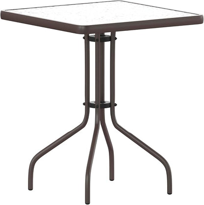 Flash Furniture Barker 23.5'' Square Indoor/Outdoor Tempered Glass Metal Frame Side Table, Bronze
