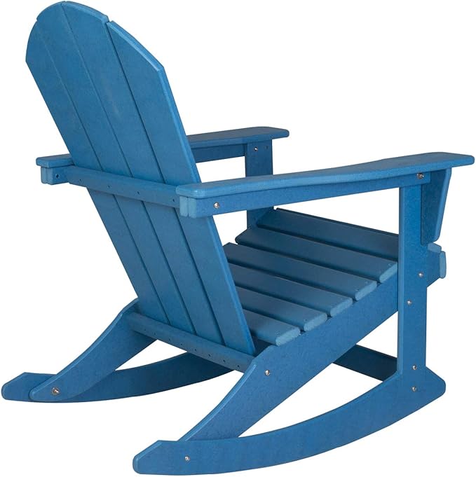 WO WESTIN OUTDOOR HDPE Laguna Outdoor Rocking Poly Adirondack Chair, Pacific Blue
