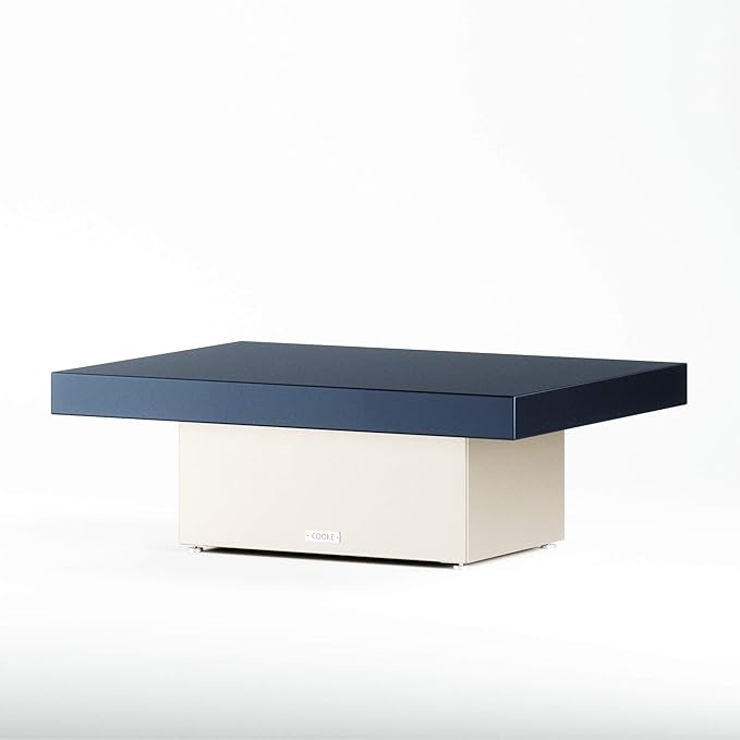 COOKE Santa Barbara Custom Contemporary Outdoor Table (Midnight Blue Aluminum Top, Pearl White Aluminum Base) - Photo 1