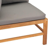 2-Seater Garden Bench with Dark Grey Cushions and Natural Teak Wood, Outdoor Patio Furniture for Balcony - Photo 6