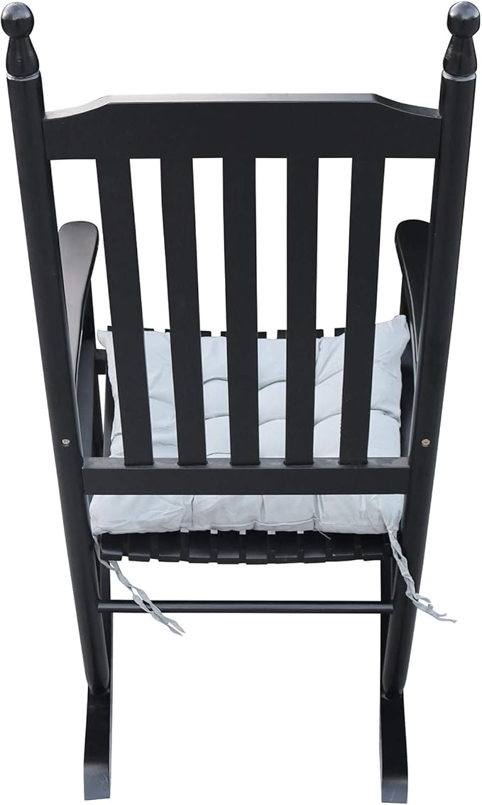 Henf Wooden Rocking Chair Outdoor Porch Rocker Chair, Populus Wood Frame Patio Rocking Chair for Garden, Lawn, Balcony, Backyard, Load Bearing 280 lbs (Black)