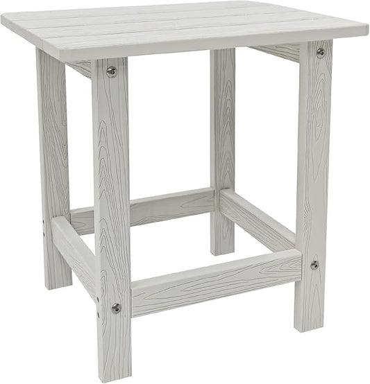 Adirondack Side Table - HDPS Weather Resistant, End Table for Patio, Pool, Deck, Porch, Indoor/Outdoor Use, White
