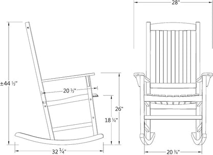 Cambridge Casual Bentley Solid Wood Porch Rocking Chair with Seat Pad, Black: Mahogany Outdoor Rocker with Cushion, Weather-Resistant Finish for Porch or Patio