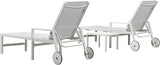 PURPLE LEAF Lounge Chair Outdoor Set 2 Pieces White Aluminum Chaise Lounge with Armrest and Wheels for Pool Deck Patio - Photo 9