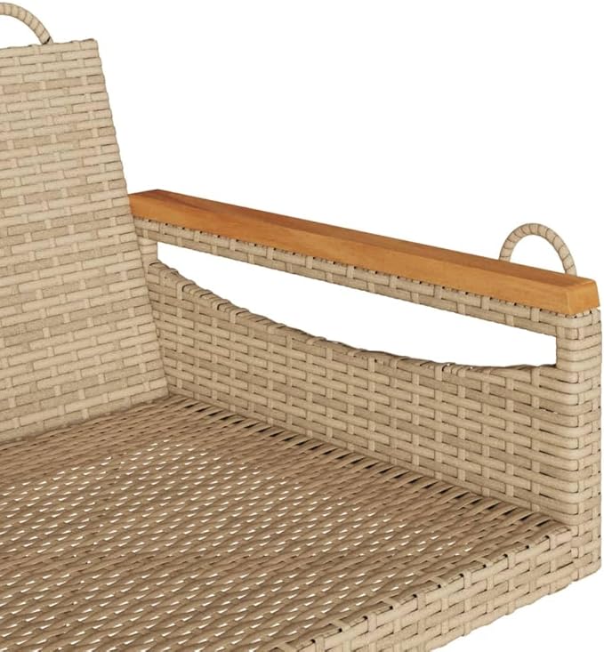 Modern Outdoor Swing Bench Single Seater in Beige and Brown, Weather-Resistant Poly Rattan with Powder-Coated Steel Frame for Garden Balcony Relaxation