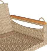 Beige Poly Rattan Swing Bench with Powder-Coated Steel Frame and Removable Cushion - Photo 8