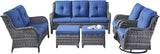 Rilyson Wicker Patio Furniture Set - 6 Piece Rattan Outdoor Sectional Conversation Sets with 2 Rocking Swivel Chairs - Photo 2