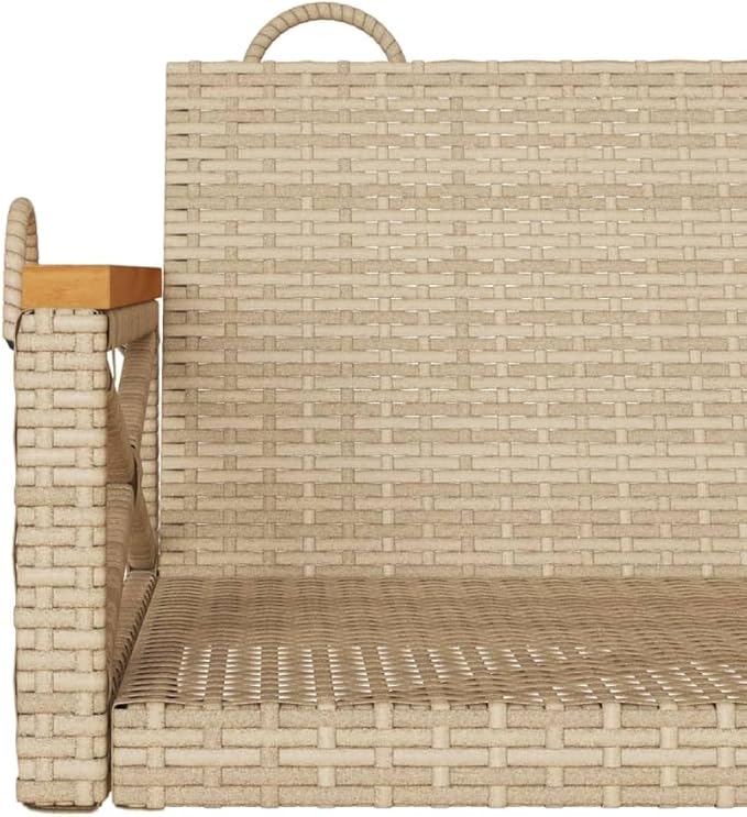 Patio Swing Bench Beige 4-Piece Set with Cushions, Modern Outdoor Woven Rattan Chair for Garden, Balcony, and Patio - Photo 8