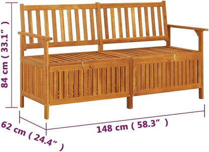 Bench Natural Wood Solid Acacia Wood Outdoor Seating Outdoor Benches for Lawn Garden 58.3 in Bench Rectangular